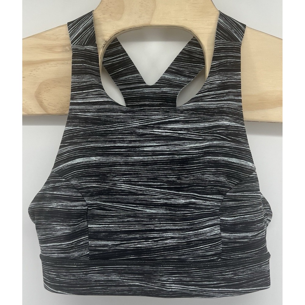 Lululemon Sports Bra Racerback Black Gray White Size 8